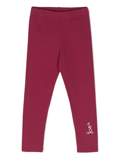 There Was One Kids' Logo-print Jersey Leggings In Pink