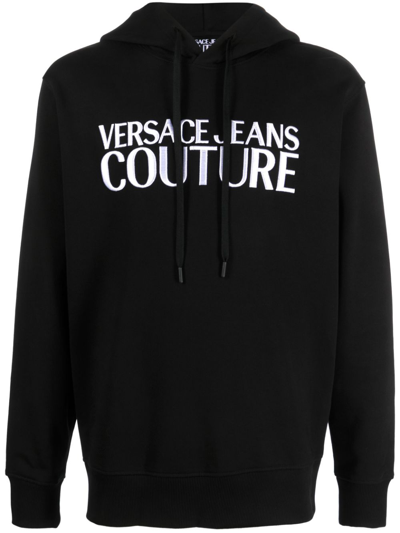 Versace Jeans Couture Logo-print Cotton Hoodie In Nero