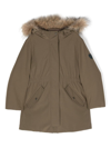 Bonpoint Faux-fur Trim Hooded Coat In Green