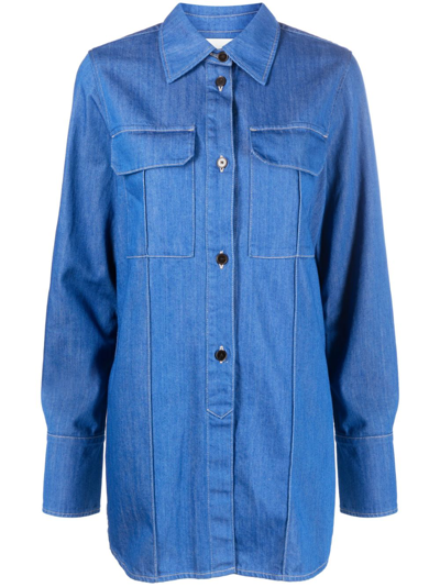 Closed Spread-collar Denim Shirt In Blue