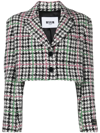 MSGM CROPPED HOUNDSTOOTH SINGLE-BREASTED BLAZER