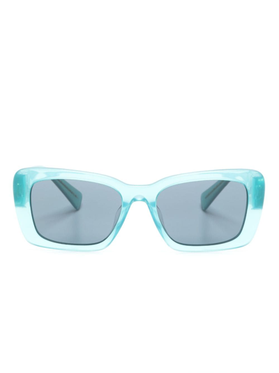 Miu Miu Logo-lettering Square-frame Sunglasses In Blue