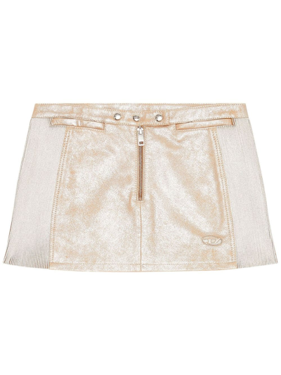 Diesel Mini Skirt In Rubbed Leather In Multicolor