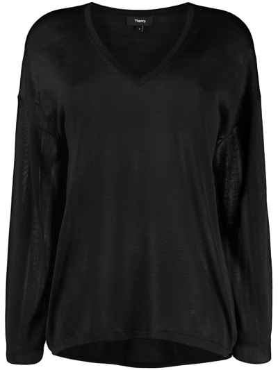 THEORY SEMI-SHEER FINE-KNIT JUMPER