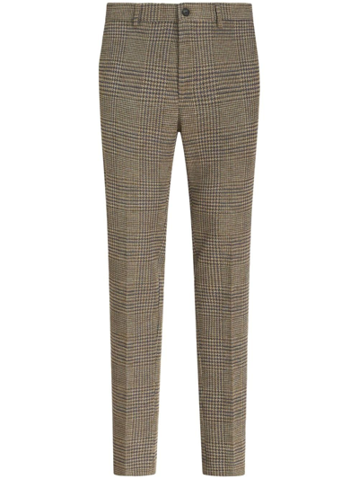Etro Checked Tailored Trousers In Brown
