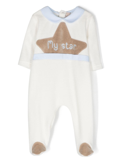 La Stupenderia Babies' Embroidered-design Long-sleeve Bodysuit In White