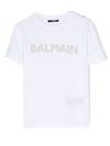 Balmain Stud-embellished Logo Cotton T-shirt In White