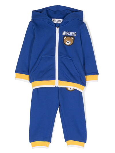 Moschino Babies' Logo-embroidered Cotton Tracksuit Set In Blue
