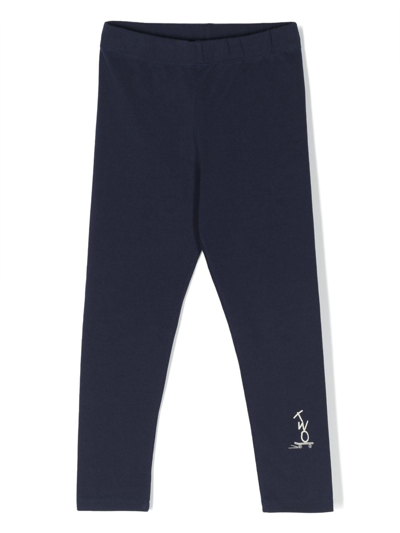 There Was One Kids' Logo-print Jersey Leggings In Blue