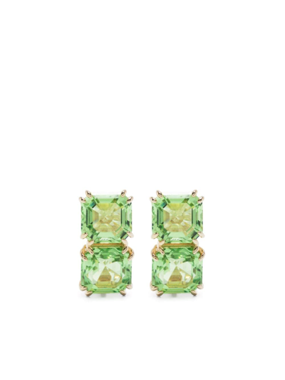 Swarovski Millenia Square Crystal Clip-on Earrings In Green