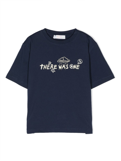 There Was One Kids' Logo-print Cotton T-shirt In Blue