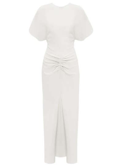 Victoria Beckham Gathered-waist Flared Dress In Ivory