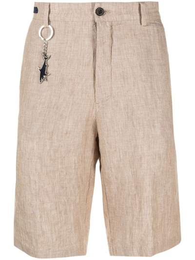 Paul & Shark Keyring-attachment Linen Bermuda Shorts In Brown