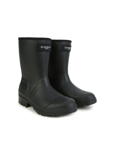 Givenchy Kids' 4g 图案威灵顿雨靴 In Black