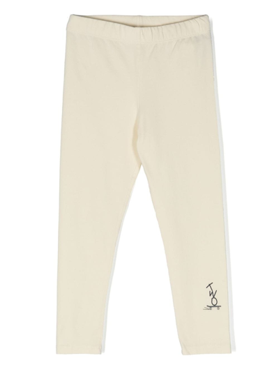 There Was One Kids' Logo-print Jersey Leggings In Neutrals