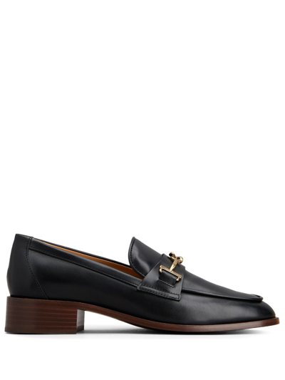 Tod's Logo-plaque Leather Loafers In Black