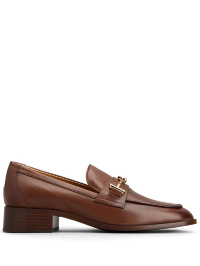 Tod's Logo-plaque Leather Loafers In Brown