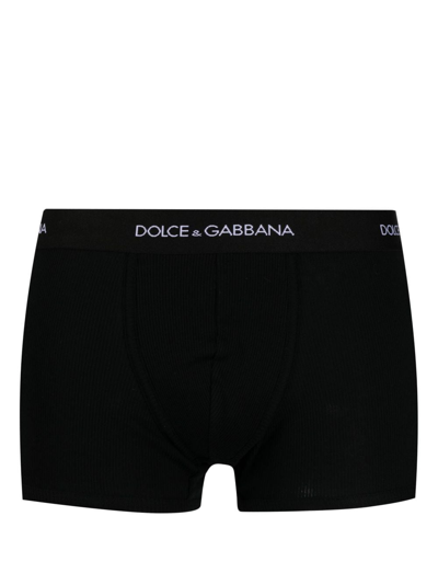Dolce & Gabbana Logo-waist Cotton Boxers In Black