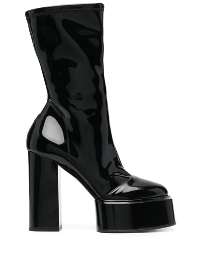 3juin Logo-debossed Platform Ankle Boots In Black