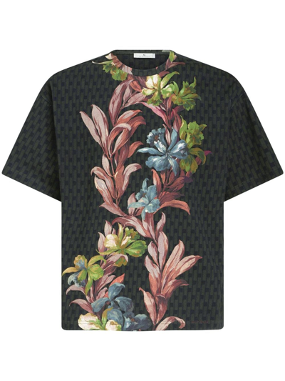 Etro Floral-print Cotton T-shirt In 0500