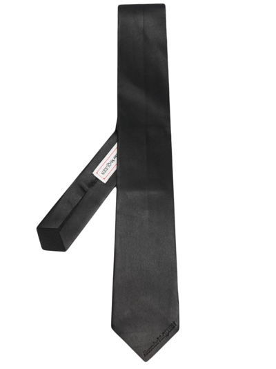 Alexander Mcqueen Debossed-logo Leather Tie In Black