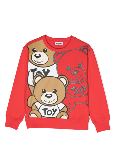 Moschino Kids' Logo-print Cotton Sweatshirt In Red