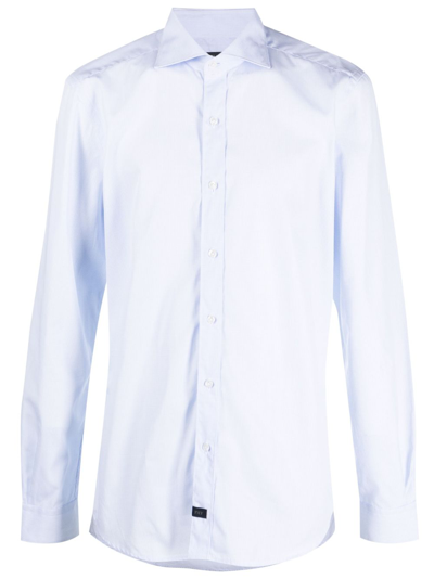 Fay Cutaway-collar Cotton Shirt In Blau