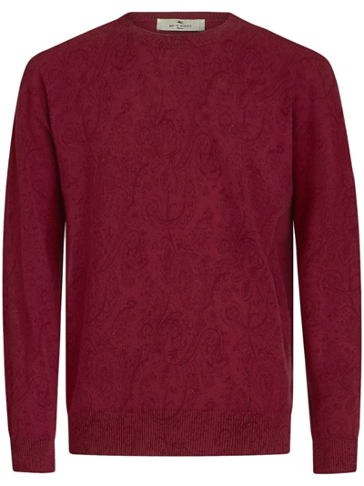 Etro Logo-embroidered Wool Jumper In Red