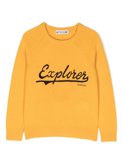 Bonpoint Kids' Logo-print Wool Sweatshirt In Orange