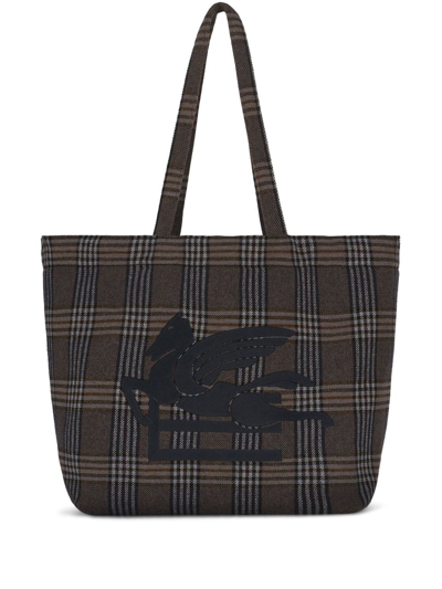 Etro Large Soft Trotter Tote Bag In Black
