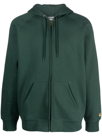 Carhartt Logo-embroidered Zip-up Hoodie In Green