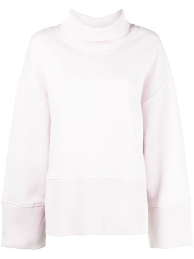 Closed Roll-neck Ribbed-trim Sweatshirt In Pink