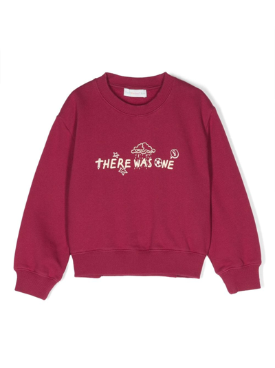 There Was One Kids' Logo-print Cotton Sweatshirt In Red