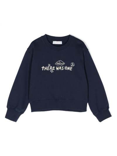 There Was One Kids' Logo-print Cotton Sweatshirt In Blue
