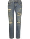 DOLCE & GABBANA RIPPED SLIM-FIT JEANS