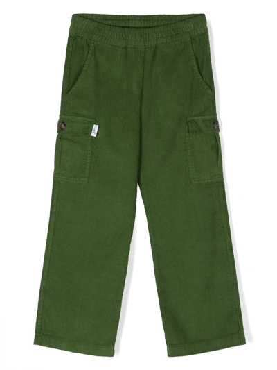 There Was One Kids' Straight-leg Corduroy Cargo Trousers In Green