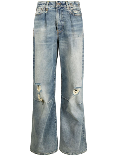 R13 Wayne Mid-rise Wide-leg Jeans In Blue