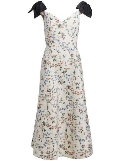 Markarian Dawn Bow-detailed Midi Dress In Floral