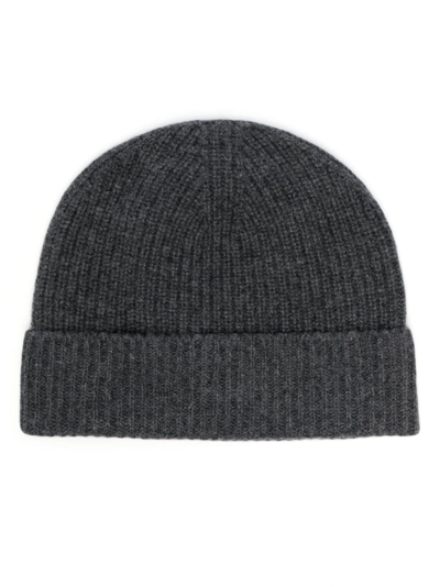 Dunhill Ribbed Cashmere Beanie In Grey