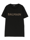 Balmain Stud-embellished Logo Cotton T-shirt In Black