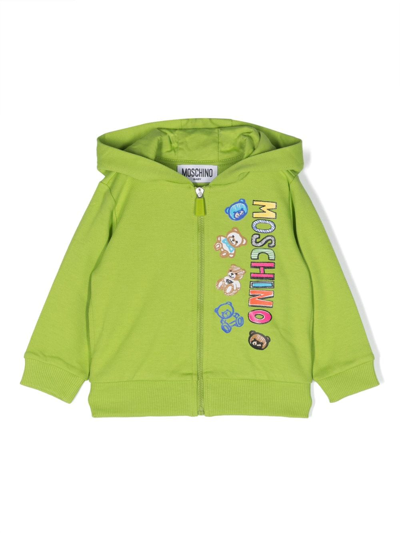 Moschino Babies' Logo-print Cotton Hoodie In Green