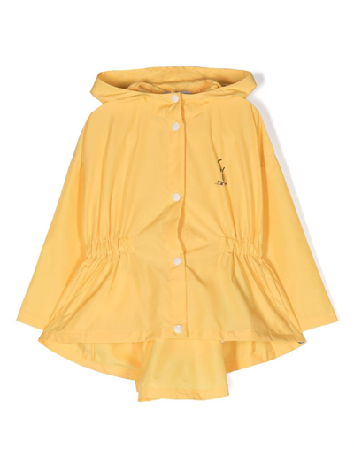 There Was One Kids' Logo-print Hooded Raincoat In Yellow