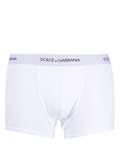 Dolce & Gabbana Logo-waist Cotton Boxers In Optic White