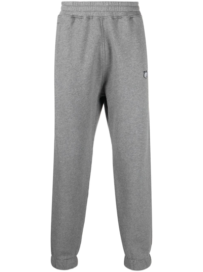 Maison Kitsuné Elasticated-waistband Cotton Track Pants In Grey