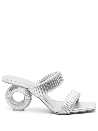 Cult Gaia Valence 90mm Leather Sandals In Silver