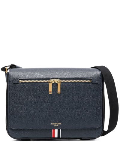 Thom Browne Embossed-logo Reporter Bag In Blue