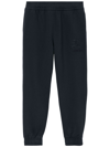 Burberry Ekd-embroidered Cotton Track Pants In Blue