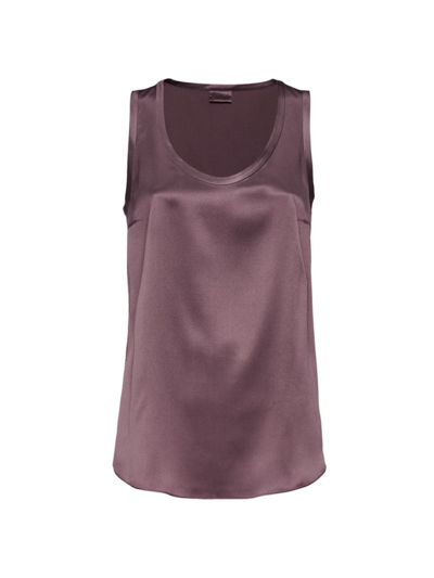 Brunello Cucinelli Silk-satin Tank Top In Purple