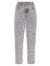 Brunello Cucinelli Soft Denim Straight Trousers With Shiny Details In Light Denim