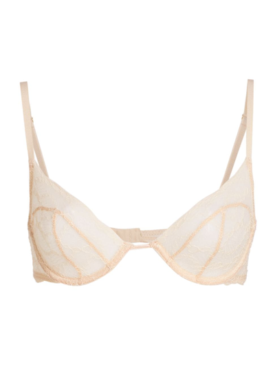 Kiki De Montparnasse Women's Mon Cheri Sheer Lace Demi Bra In Blush